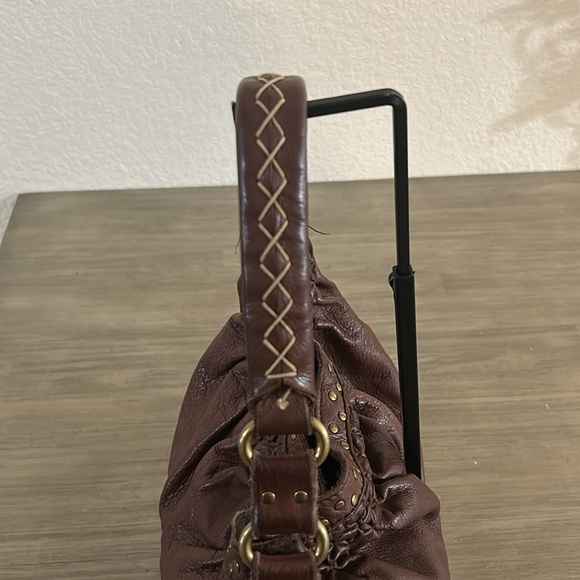 Lucky Brand Brown Leather Hobo Bag with Stud Accents - Picture 4 of 9